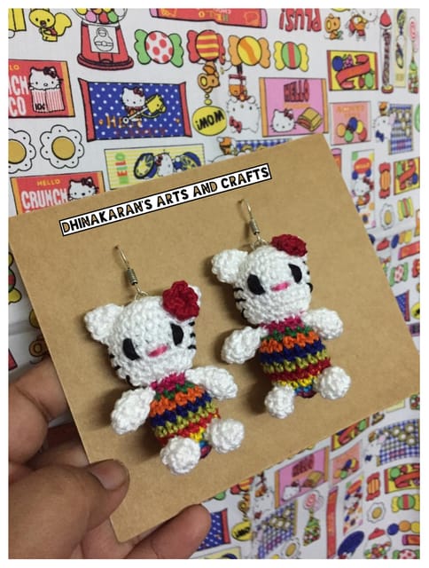 Kitty Crochet Earrings