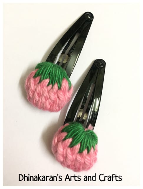 Cute Strawberry Crochet TicTac HairClips-