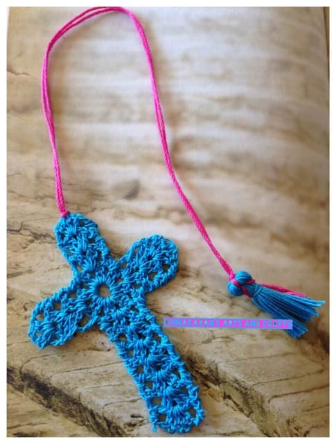 Crochet Cross Bookmark-SKY BLUE