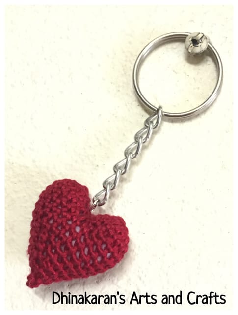 Heart Crochet Keychain-RED