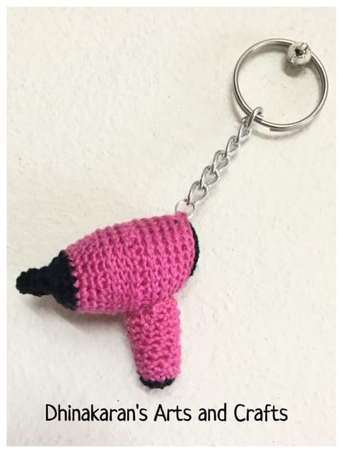 Hair Dryer Crochet Keychain