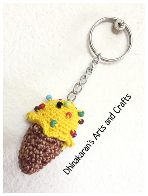 Ice Cream Crochet Keychain