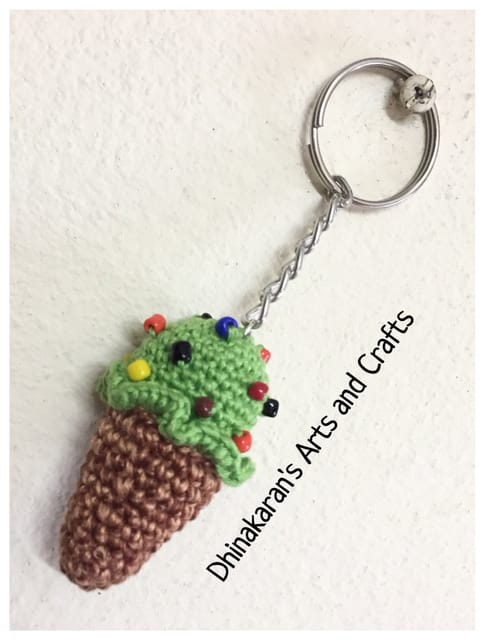 Ice Cream Crochet Keychain