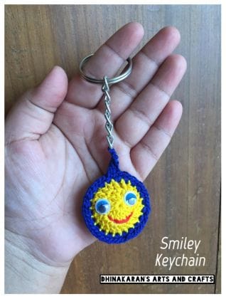 Smiley Crochet Keychain