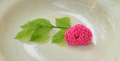Rose Crochet Brooch Pin-PINK