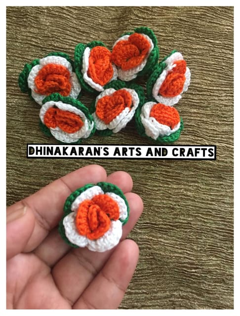Rose Crochet Brooch Pin-TIRANGA