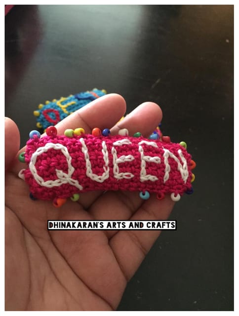 QUEEN Crochet Brooch Pin