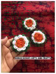 Tiranga Rose Crochet Brooch Pin