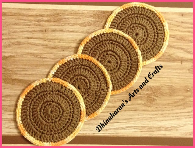 Crochet Coasters-BROWN