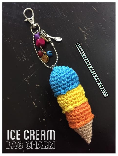 Ice Cream Crochet Bag Charm