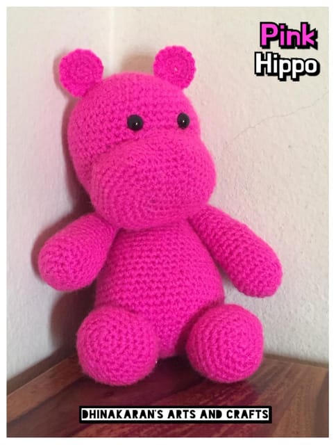 Pink Hippo Crochet Soft Toy