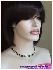African Beaded Choker & Bracelet-(3)