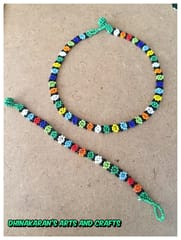 African Beaded Choker & Bracelet-(3)