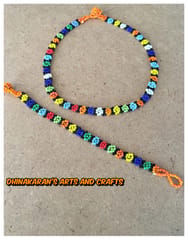 African Beaded Choker & Bracelet-(4)