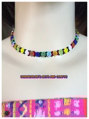 African Beaded Choker & Bracelet-(8)