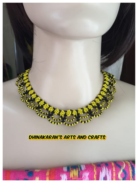 Daisies African Beaded Necklace & Bracelet-(1)