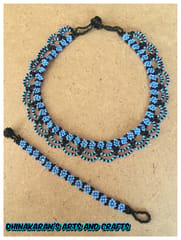 Daisies African Beaded Necklace & Bracelet-(2)