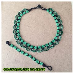 Daisies African Beaded Necklace & Bracelet-(3)