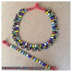 Daisies African Beaded Necklace & Bracelet-(4)
