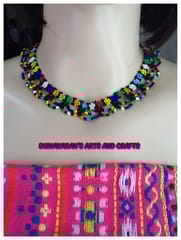 Daisies African Beaded Necklace & Bracelet-(5)
