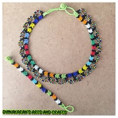 Daisies African Beaded Necklace & Bracelet-(7)