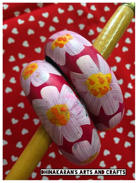 Phoolkari Handpainted Bangles-PINK