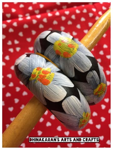 Phoolkari Handpainted Bangles-BLACK