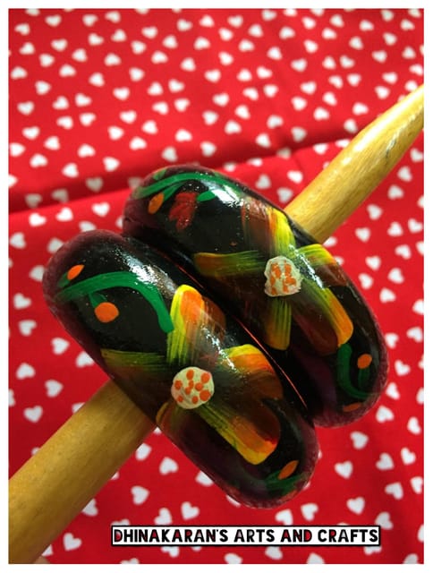 Black Beauty Handpainted Bangles