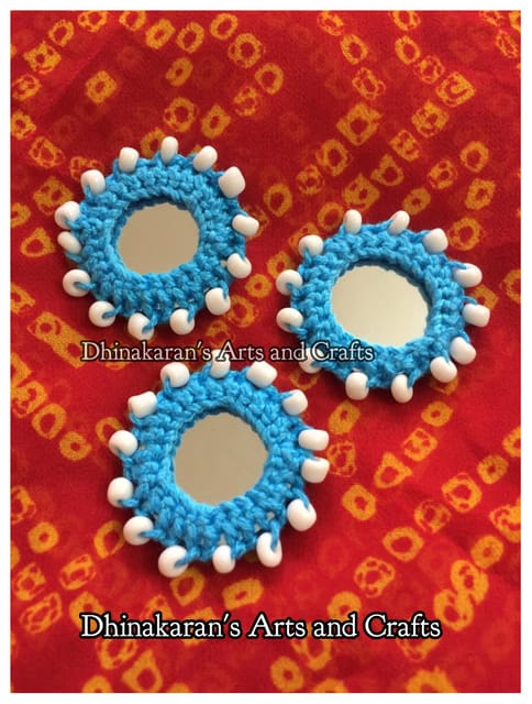SKY BLUE Beaded Mirror Buttons