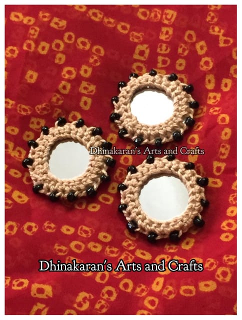 BEIGE Beaded Mirror Buttons