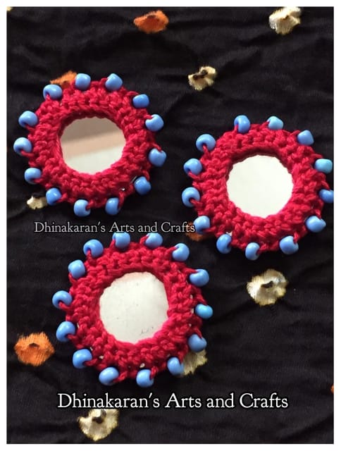 RED Beaded Mirror Buttons