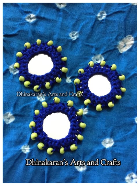 DARK BLUE Beaded Mirror Buttons