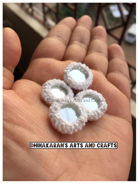 WHITE Mini Kutchwork Mirror Buttons