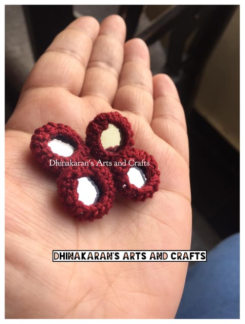 BURGUNDY Mini Kutchwork Mirror Buttons