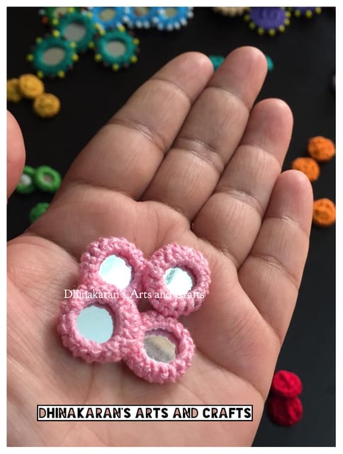 LIGHT PINK Mini Kutchwork Mirror Buttons