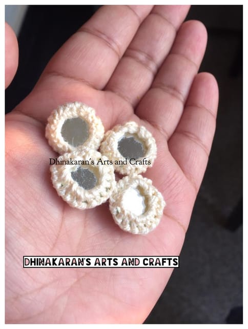 CREAM Mini Kutchwork Mirror Buttons