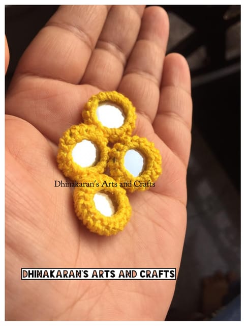 YELLOW Mini Kutchwork Mirror Buttons