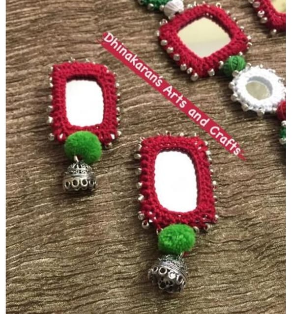 Rectangle Mirror Jhumkis
