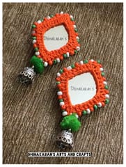 Tiranga Mirror Jhumkis-ORANGE