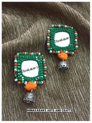 Tiranga Mirror Jhumkis-GREEN