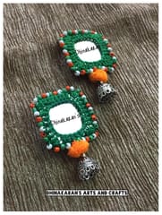 Tiranga Mirror Jhumkis-GREEN