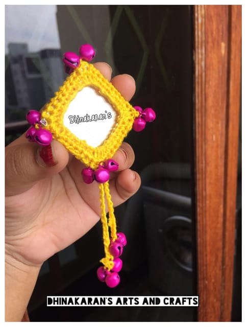 Moha Big Ghungroo Mirror Tassel-YELLOW