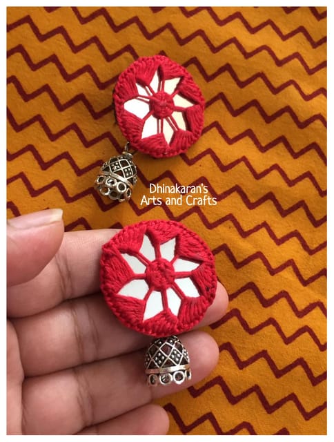 Mela Mirror Jhumkis - (2)