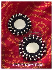Big Round Kutchwork Mirror Buttons-BLACK