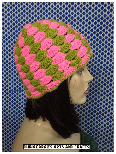 Pink n Green Crochet Hat