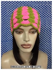 Pink n Green Crochet Hat