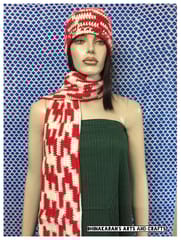 Red & White Crochet Hat & Scarf Set