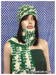 Green n White Crochet Hat & Scarf Set