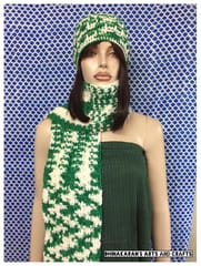 Green n White Crochet Hat & Scarf Set