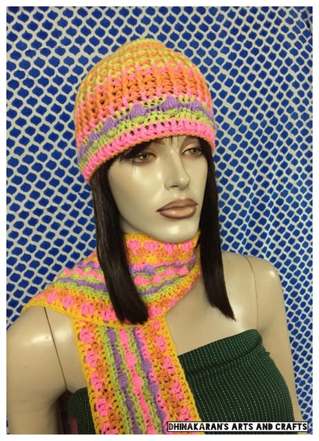 Pastel Theme Crochet Hat & Scarf Set